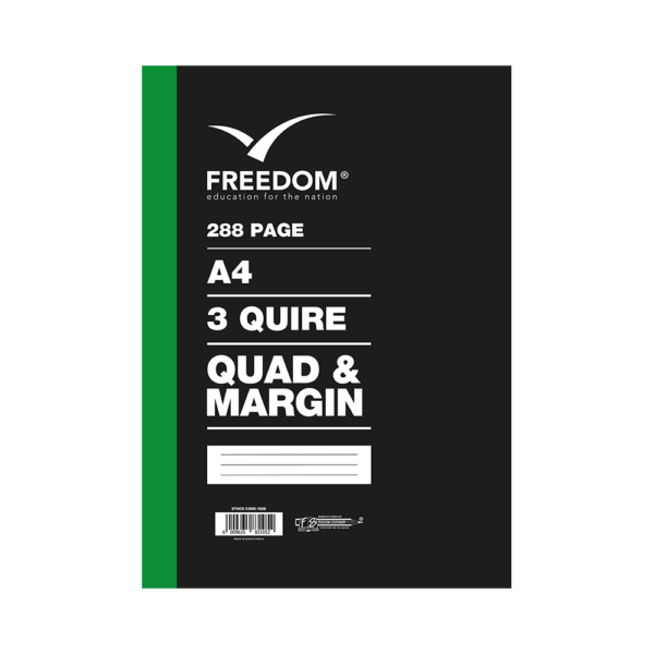 Freedom A4 3 Quire College Exercise Book (Blocks) Quad and Margin 288-Page