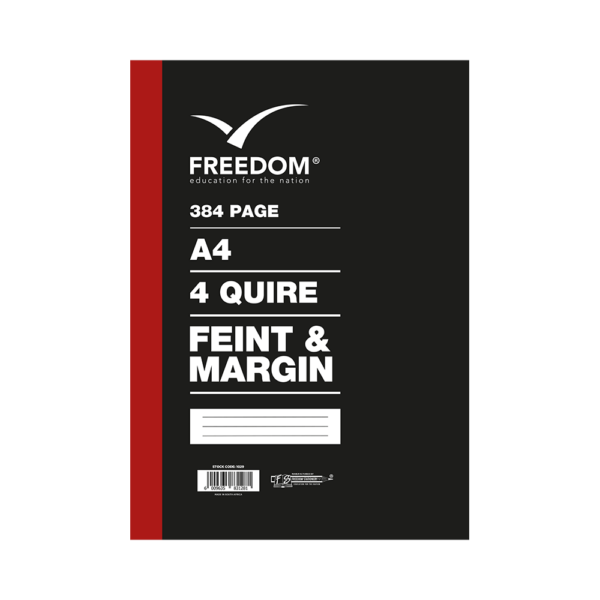 Freedom A4 4 Quire College Exercise Book Feint and Margin 384-Page