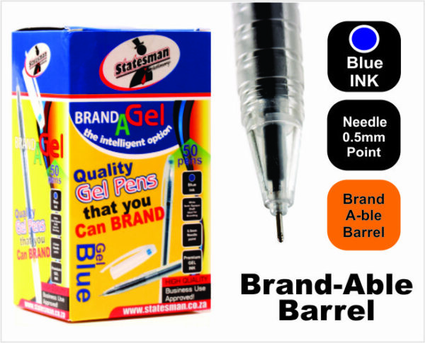 Statesman Gel Pens Needle Tip 50 Pack Blue 0.5  (Buy 1 Get 1 Free)