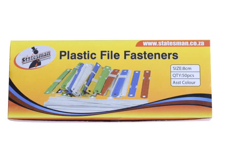 Statesman File Fasteners 80mm Plastic Assorted Colours 50's