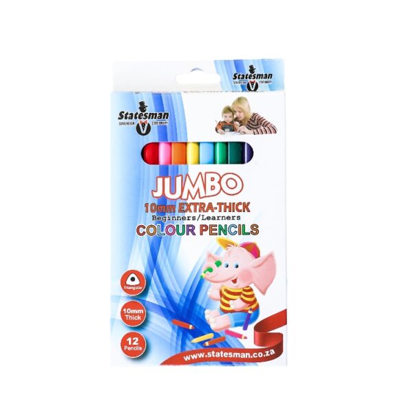 Statesman Jumbo Colour Pencils 12's - Ideal For Back To School