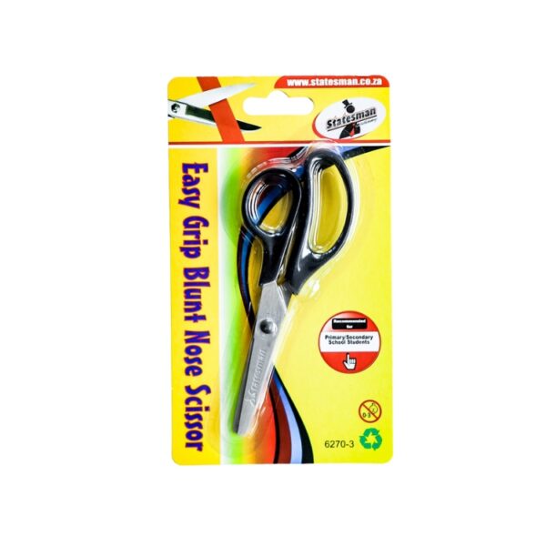 Statesman Easy Grip Blunt Nose Scissor Black Handle - Ideal For Back To School