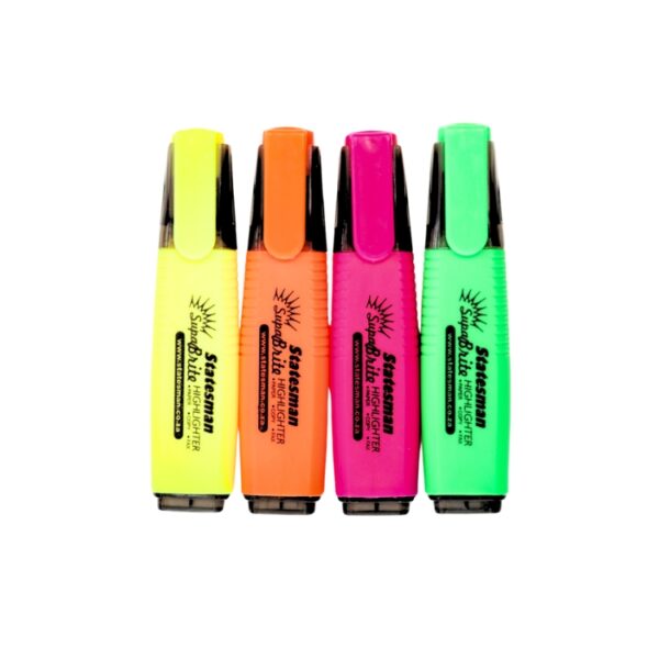 Statesman Bright Highlighters Assorted Colours 4 Pack - Image 2