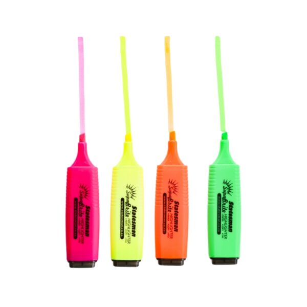 Statesman Bright Highlighters Assorted Colours 4 Pack - Image 3