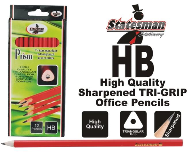 Statesman HB Tri-Grip Pencils 12's