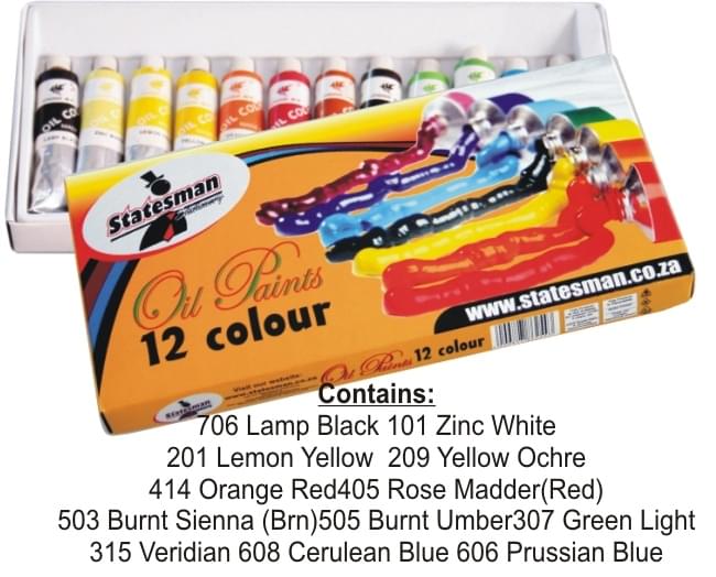 Statesman Oil Paint Tubes 12's Special Offer !!!