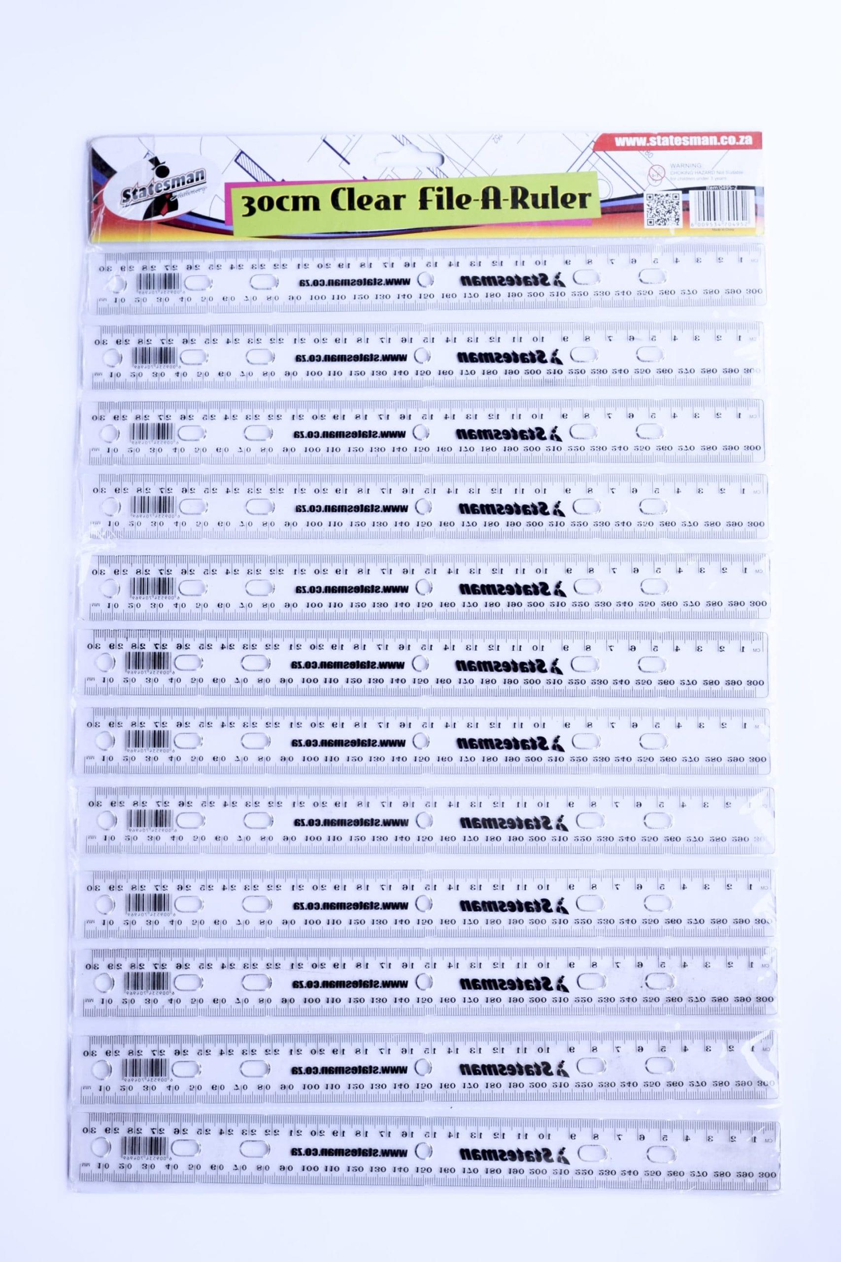 Statesman 30cm Clear File Rulers 12 Pack - Special Offer !!!