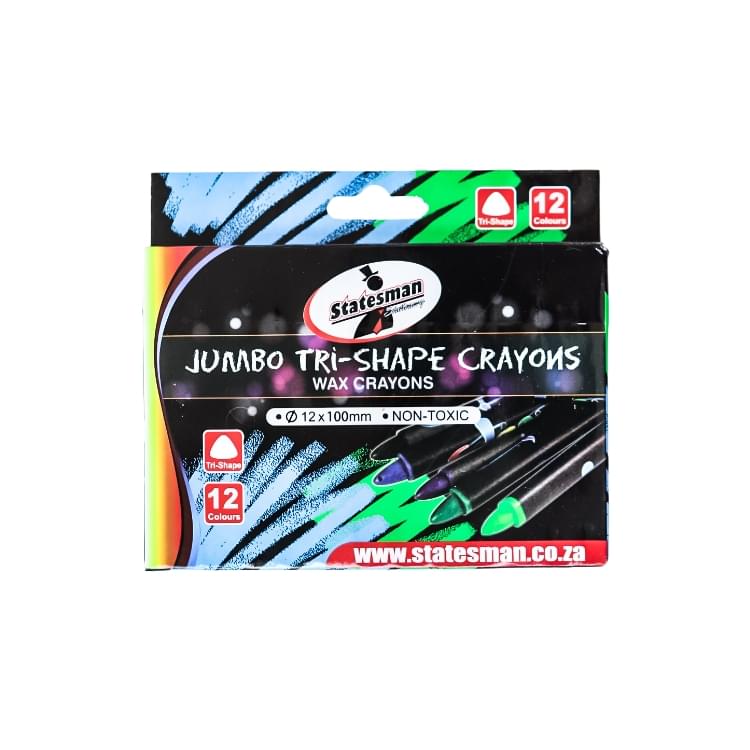 Statesman Tri-Shape Wax Jumbo Crayons - 12 Pack